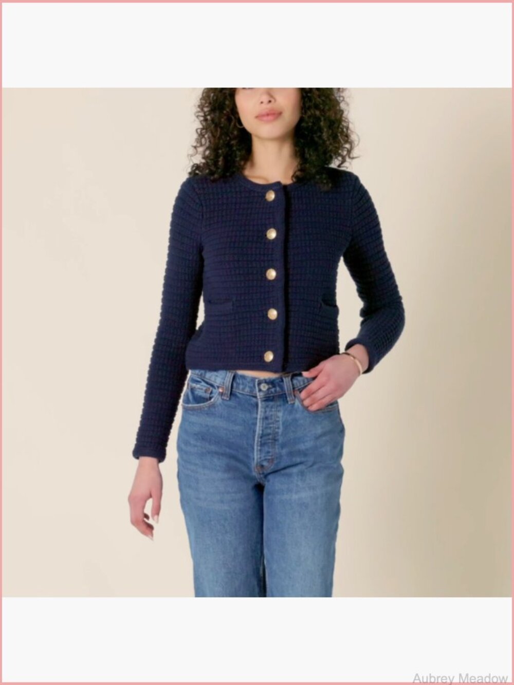 Women's Regular-Fit Midweight Cardigan Sweater Gold Buttons - Picture 7 of 7